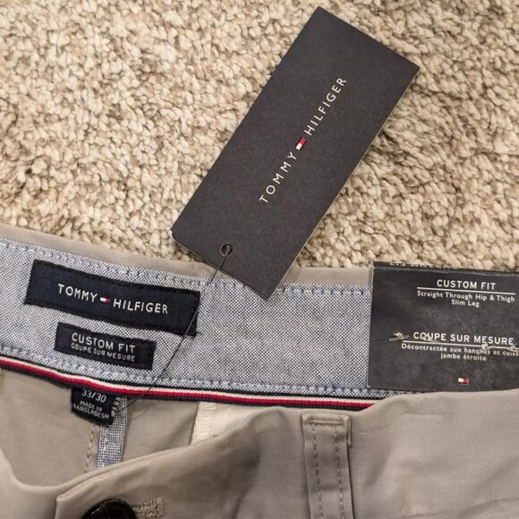 Tommy Hilfiger Men TH Flex Custom-Fit Chino Pants Gray 33 X 30 #78C2340 - Picture 8 of 8